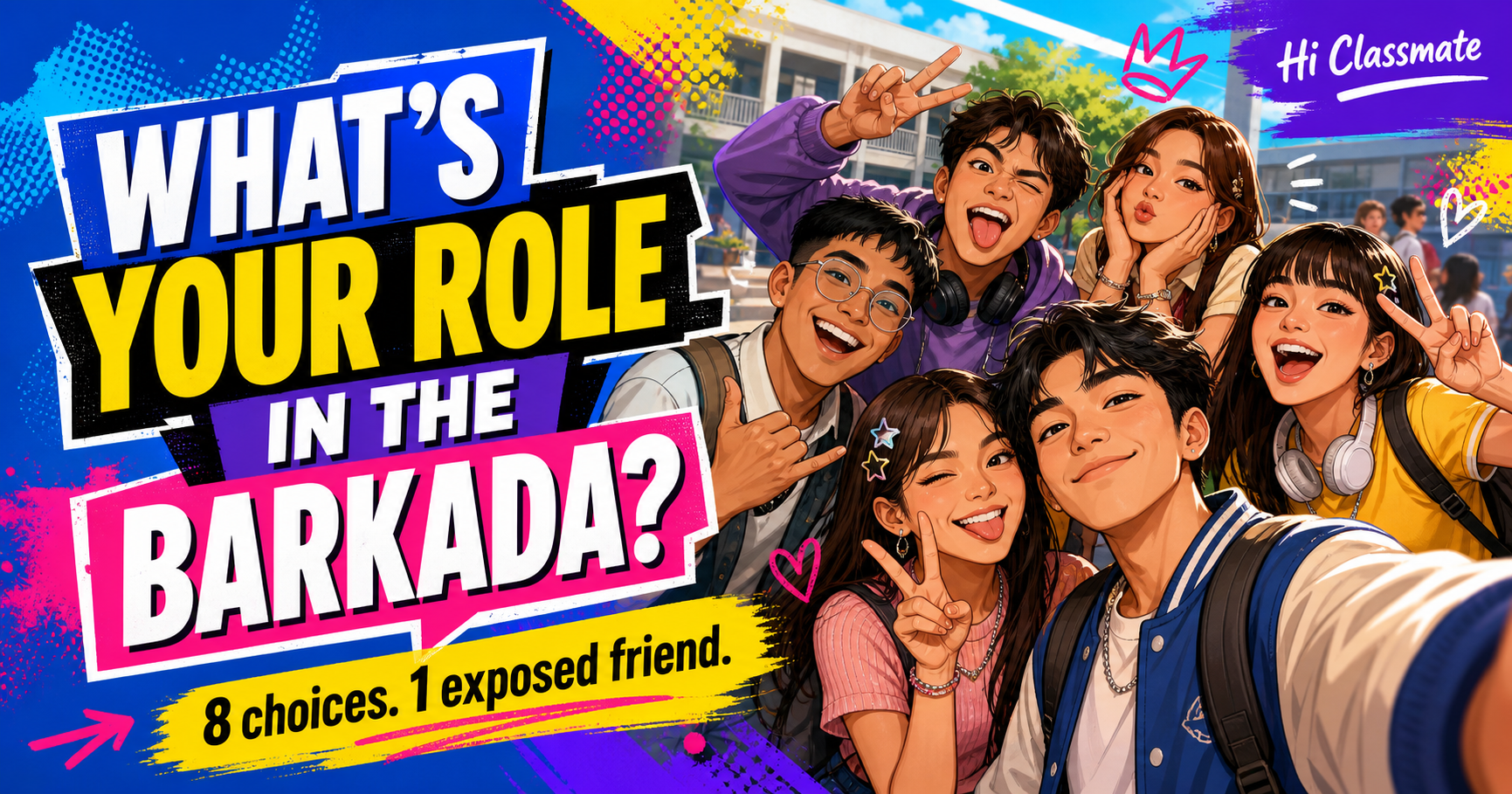 Friends taking the What's Your Role in the Barkada personality quiz