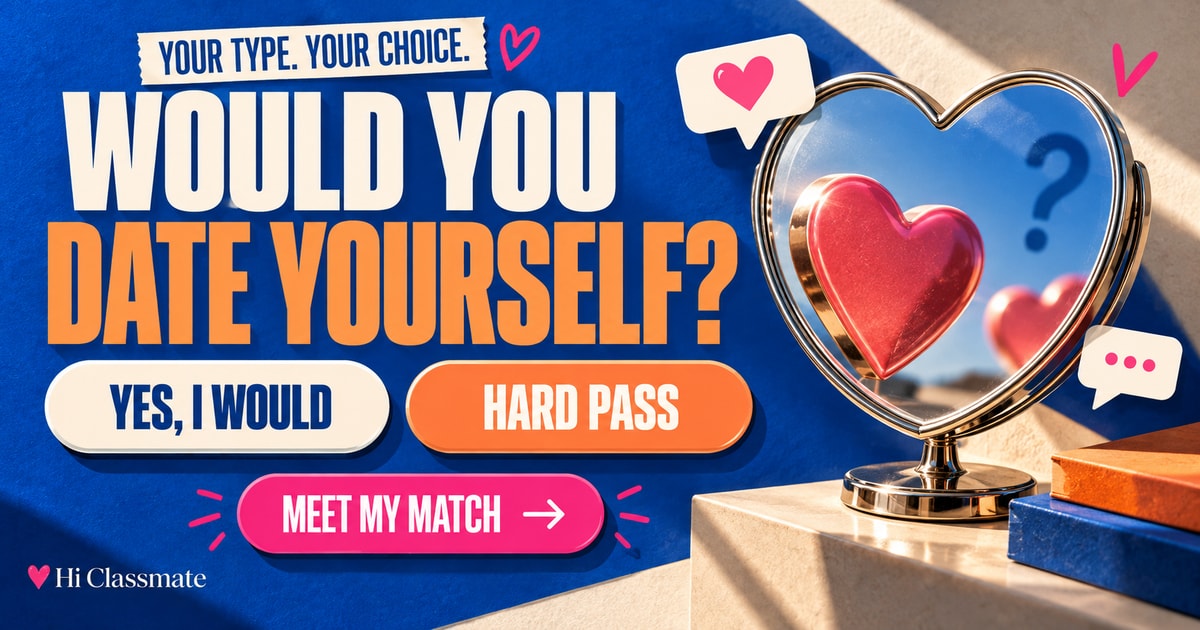 Heart-shaped mirror and Yes I Would or Hard Pass choices