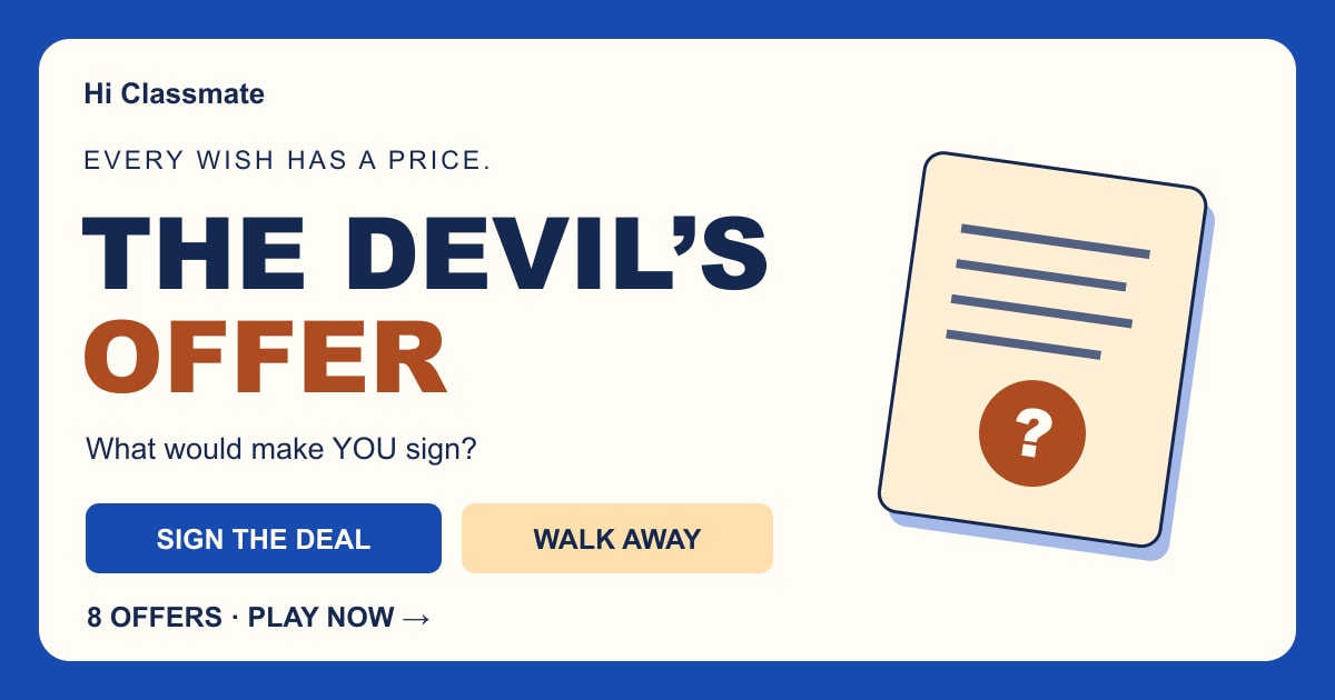 The Devil’s Offer with Sign the Deal and Walk Away choices