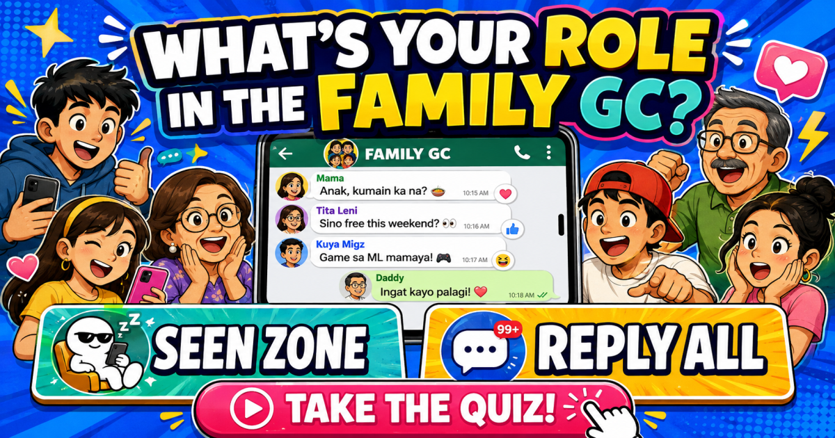 What’s Your Family GC Role interactive game poster with two choices and a take the quiz button