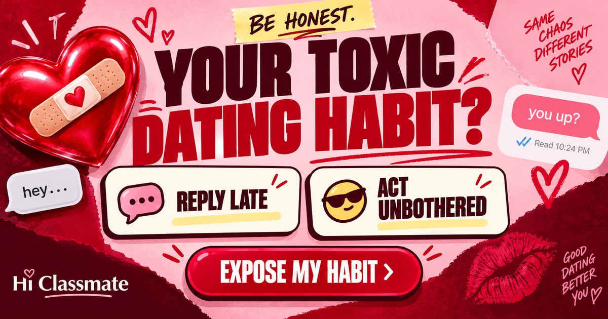 Dating Habit quiz with Reply Late and Act Unbothered choices
